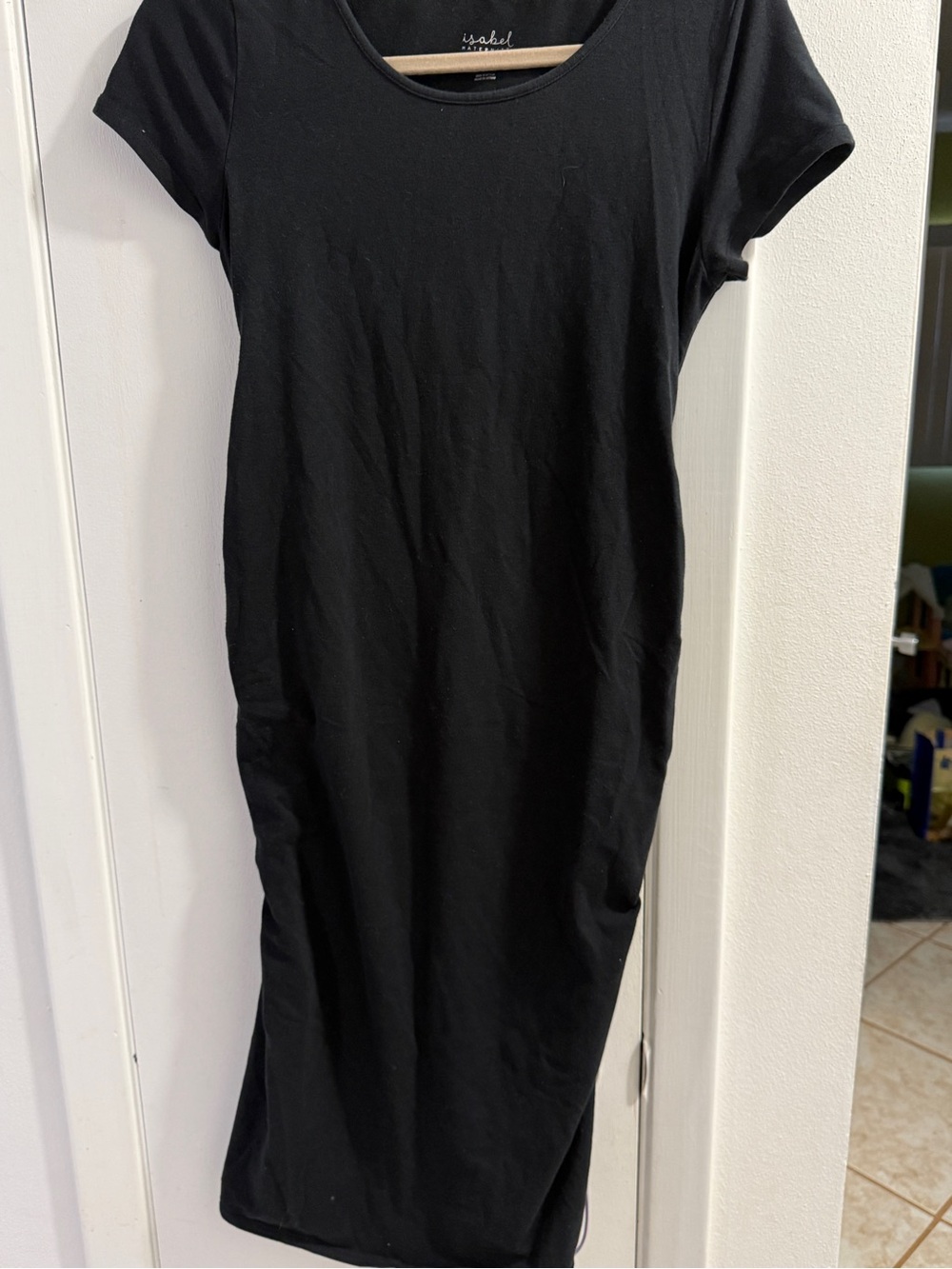 Isabel Black Short-Sleeve Scoop Neck Maternity Dress